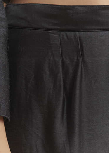 Black Tussar Anarkali Suit With Zardosi And Sequins Hand Embroidery