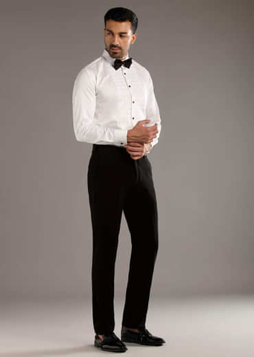 Black Tuxedo For Men With Leather And Dori Work
