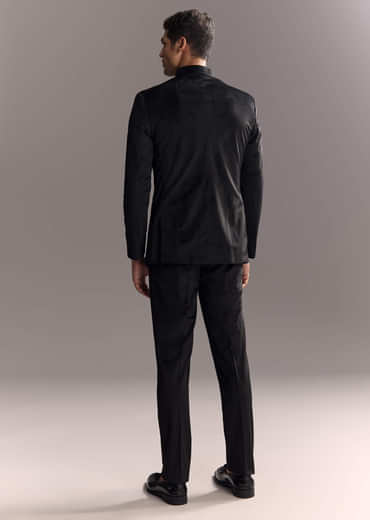 Black Velvet Jodhpuri Suit For Men With Cutdana Embroidery