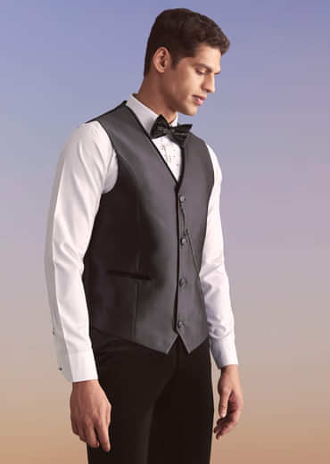 Black Velvet Tuxedo For Men With Cut Work And Beads Embroidery