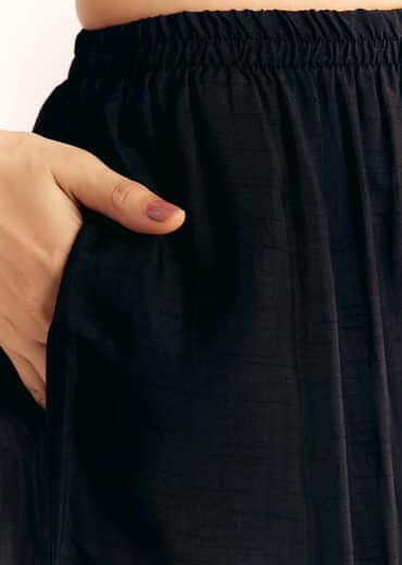 Black Zardosi Work Dola Silk Kurta And Organza Dupatta Suit