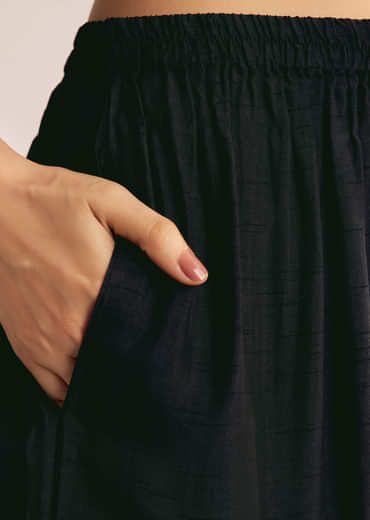 Black Zardosi Work Dola Silk Kurta Set With Organza Dupatta