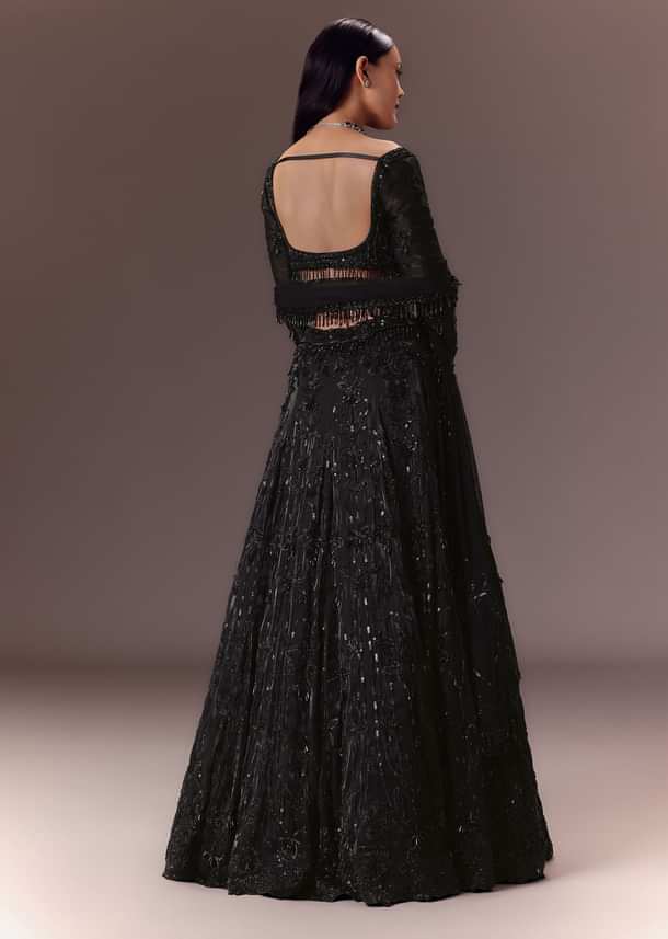 Black Organza Lehenga Set