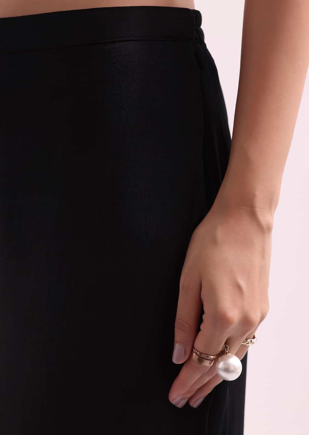 Black And White Embroidered Croptop And Palazzo Set