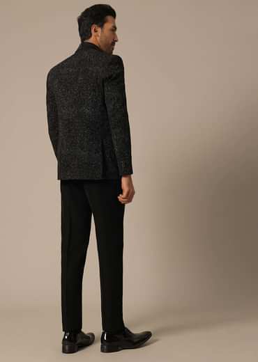 Black Blazer Set With Cutwork Detail