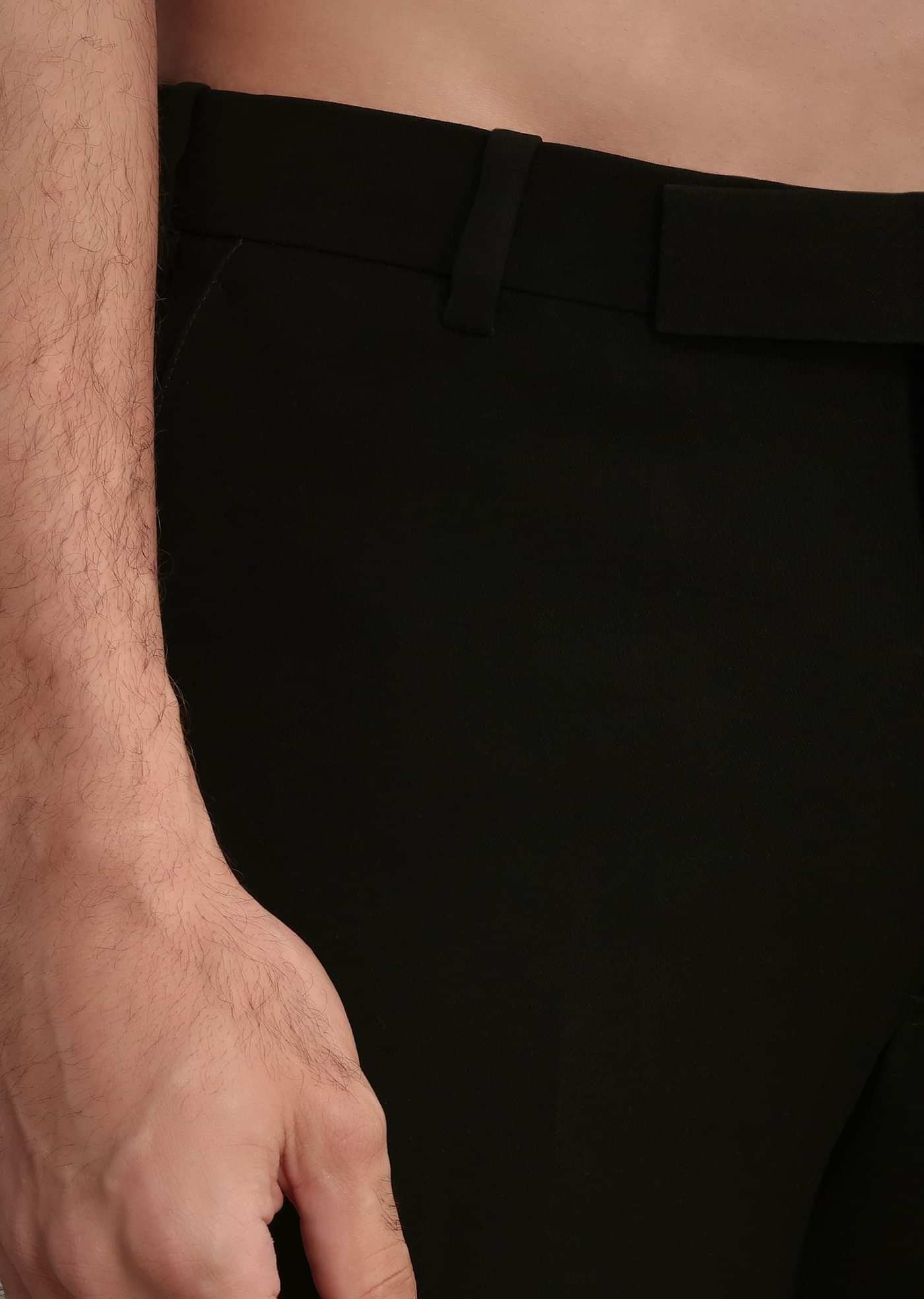 Black Crepe Tuxedo Suit With Hand Work