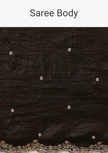 Black Crushed Tissue Saree With Sequin And Cutdana Embroidered Border
