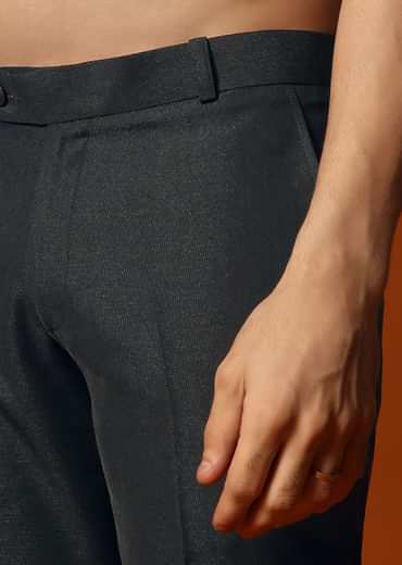 Black Cutdana Embroidered Indowestern Suit For Men