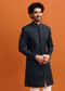 Black Cutdana Work Sherwani Set For Men
