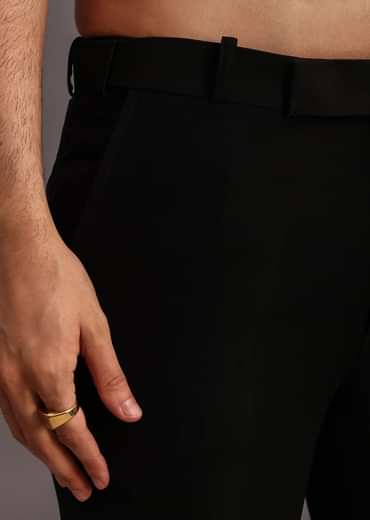 Black Cutdana Indowestern Trouser Suit