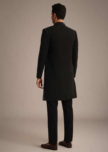 Black Cutdana Work Indowestern And Kurta Set