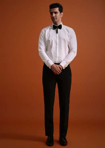 Black Cutwork Stone Embellished Tuxedo Set