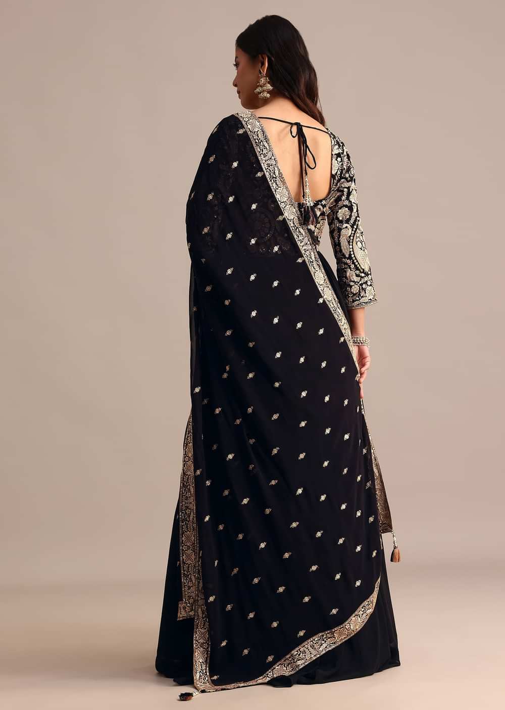 Black Embroidered Georgette Anarkali Suit