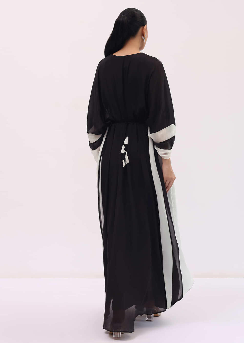 Black Embroidered Georgette Kaftaan Gown