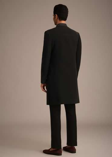 Black Embroidered Indowestern Set With Cutdana Work