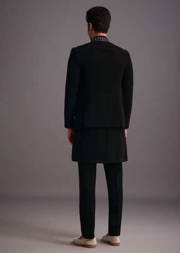 Black Embroidered Jodhpuri Kurta Set