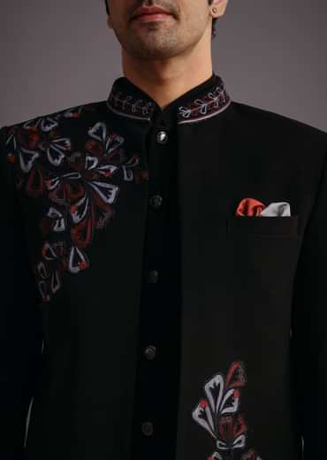 Black Embroidered Jodhpuri Kurta Set