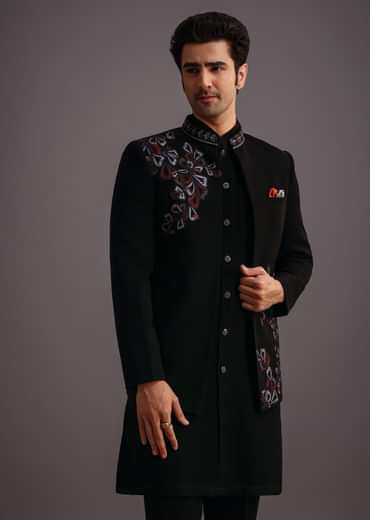 Black Embroidered Jodhpuri Kurta Set