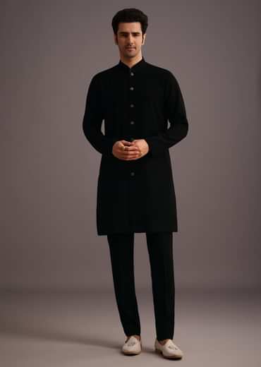 Black Embroidered Jodhpuri Kurta Set