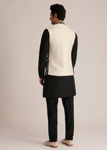 Black Embroidered Nehru Jacket Set