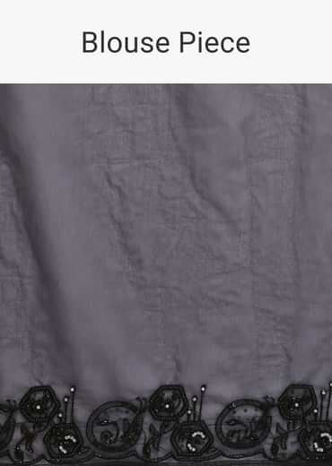 Black Embroidered Organza Saree With Unstitched Blouse