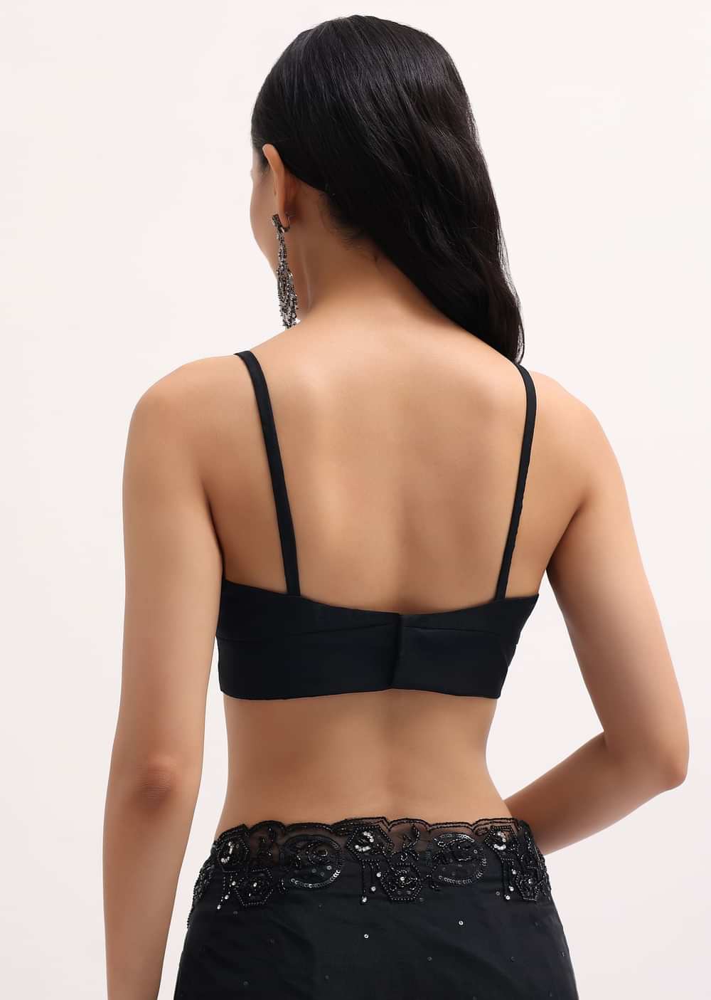 Black Embroidered Organza Saree With Unstitched Blouse