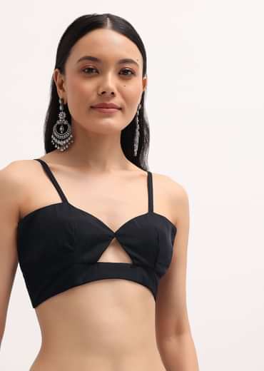 Black Embroidered Organza Saree With Unstitched Blouse