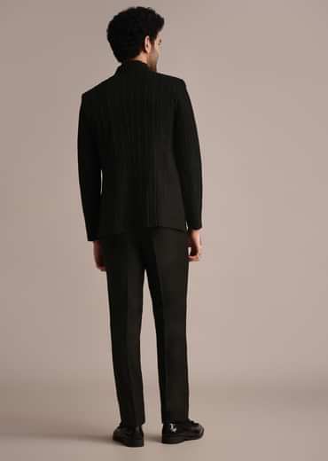 Black Embroidered Rayon Jodhpuri Suit