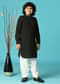 Black Embroidered Silk Kurta Salwar For Boys
