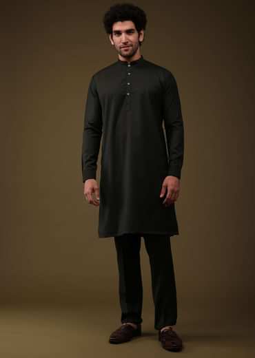 Black Festive Bandi Jacket Set In Silk With Threadwork And Embroidery