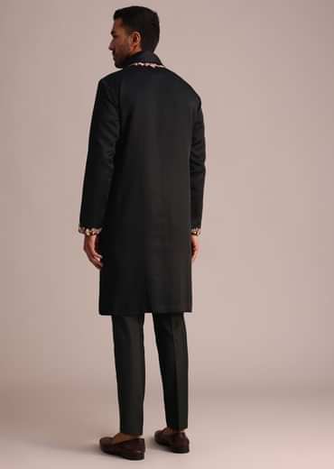 Black Floral Hand Work Kurta Set With Dupatta