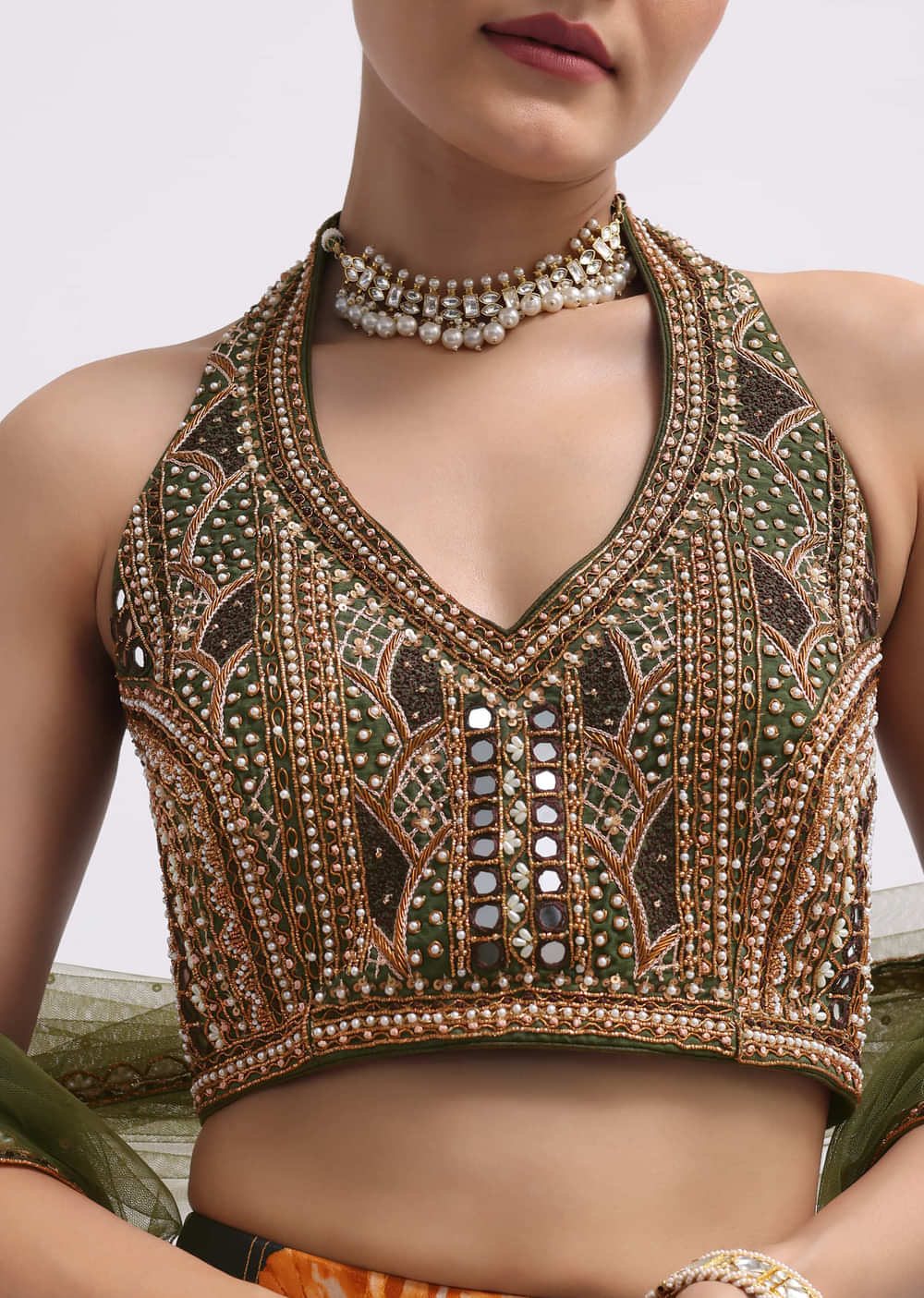 Black Floral Printed Silk Lehenga Choli Set