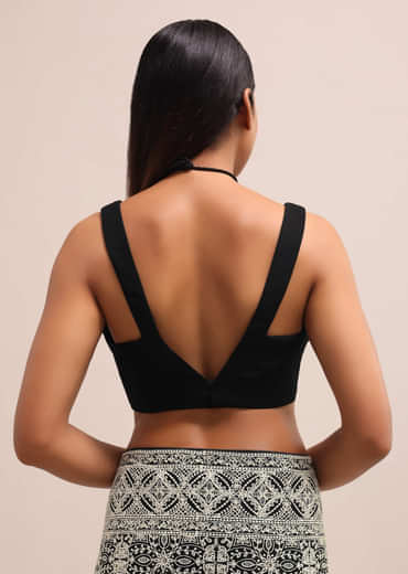 Black Georgette Chikankari Embroidered Saree With Unstitched Blouse