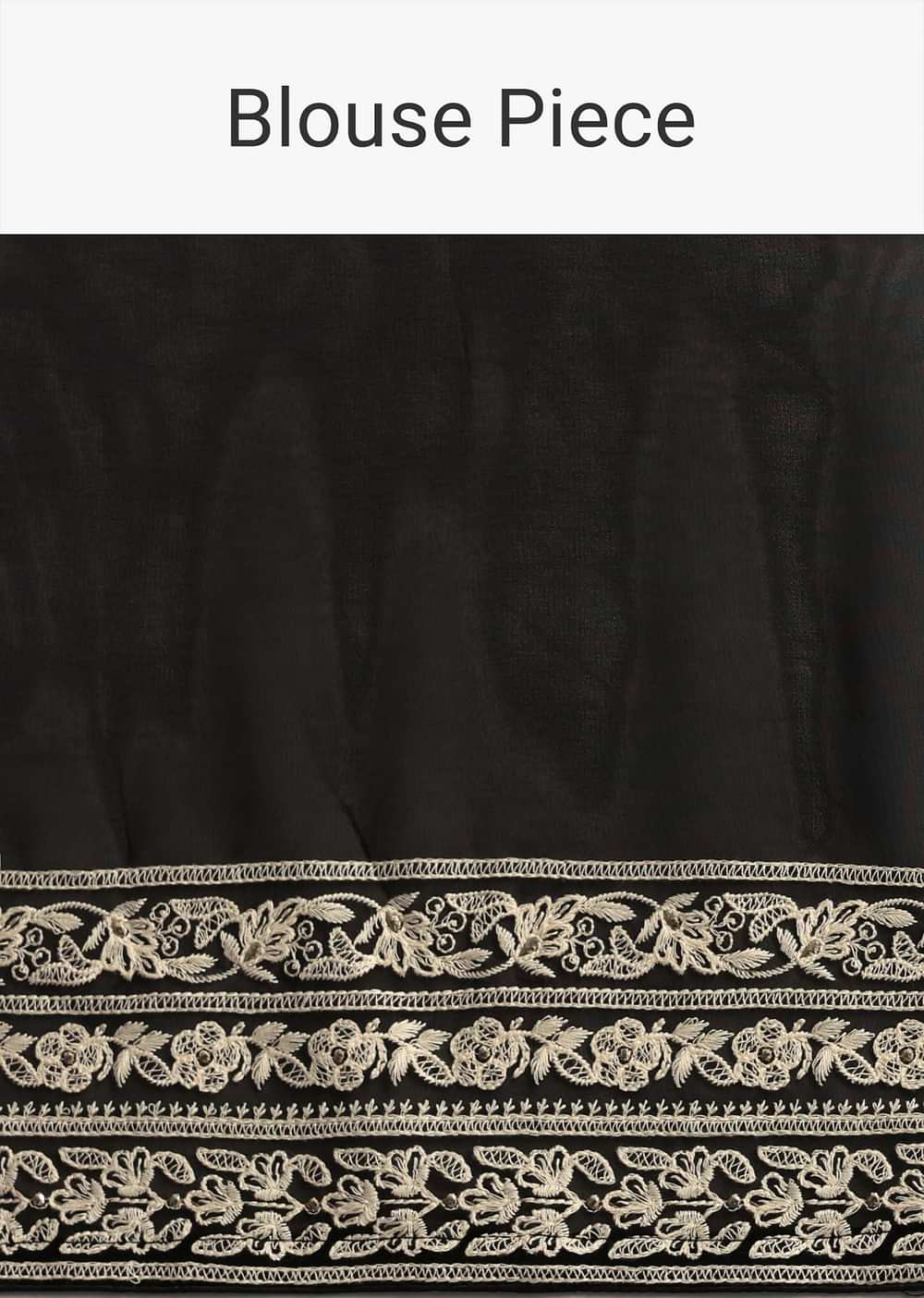 Black Georgette Chikankari Saree With Jaal Work And Unstitched Blouse