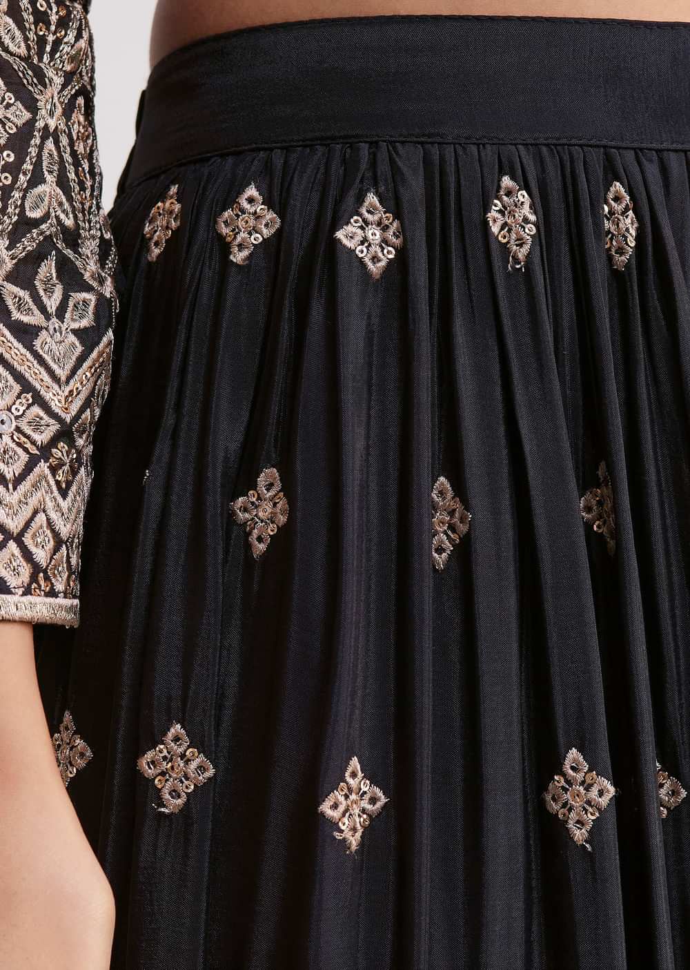 Midnight Blue Georgette Embroidered Palazzo Suit