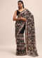Black Georgette Parsi Gara Multi Color Saree With Unstitched Blouse