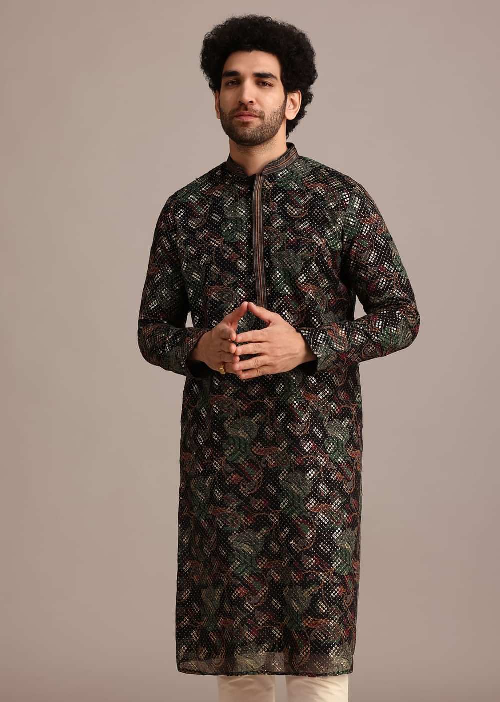 Black Georgette Sequin Work Kurta Set