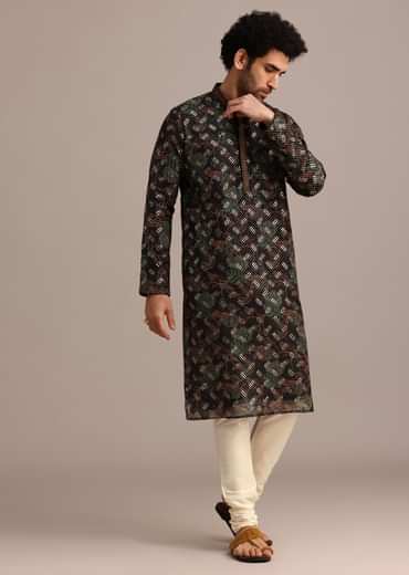 Black Georgette Sequin Work Kurta Set