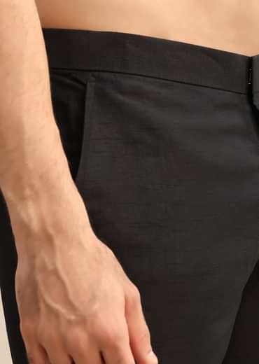 Black Gold Foil Applique Motifs Work Kurta Set