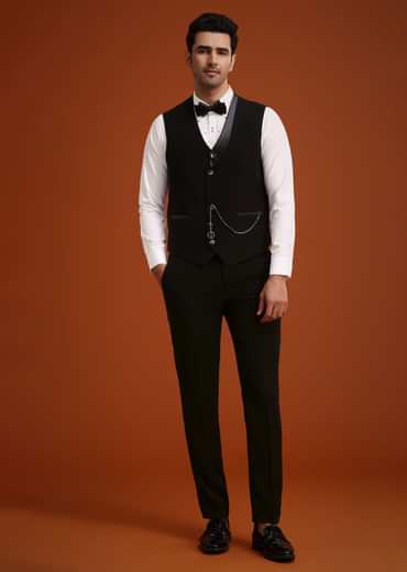 Black Hand Embellished Tuxedo Set