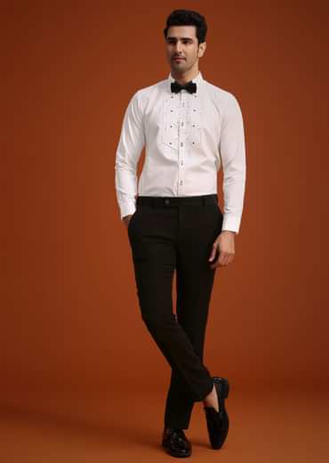 Black Hand Embellished Tuxedo Set