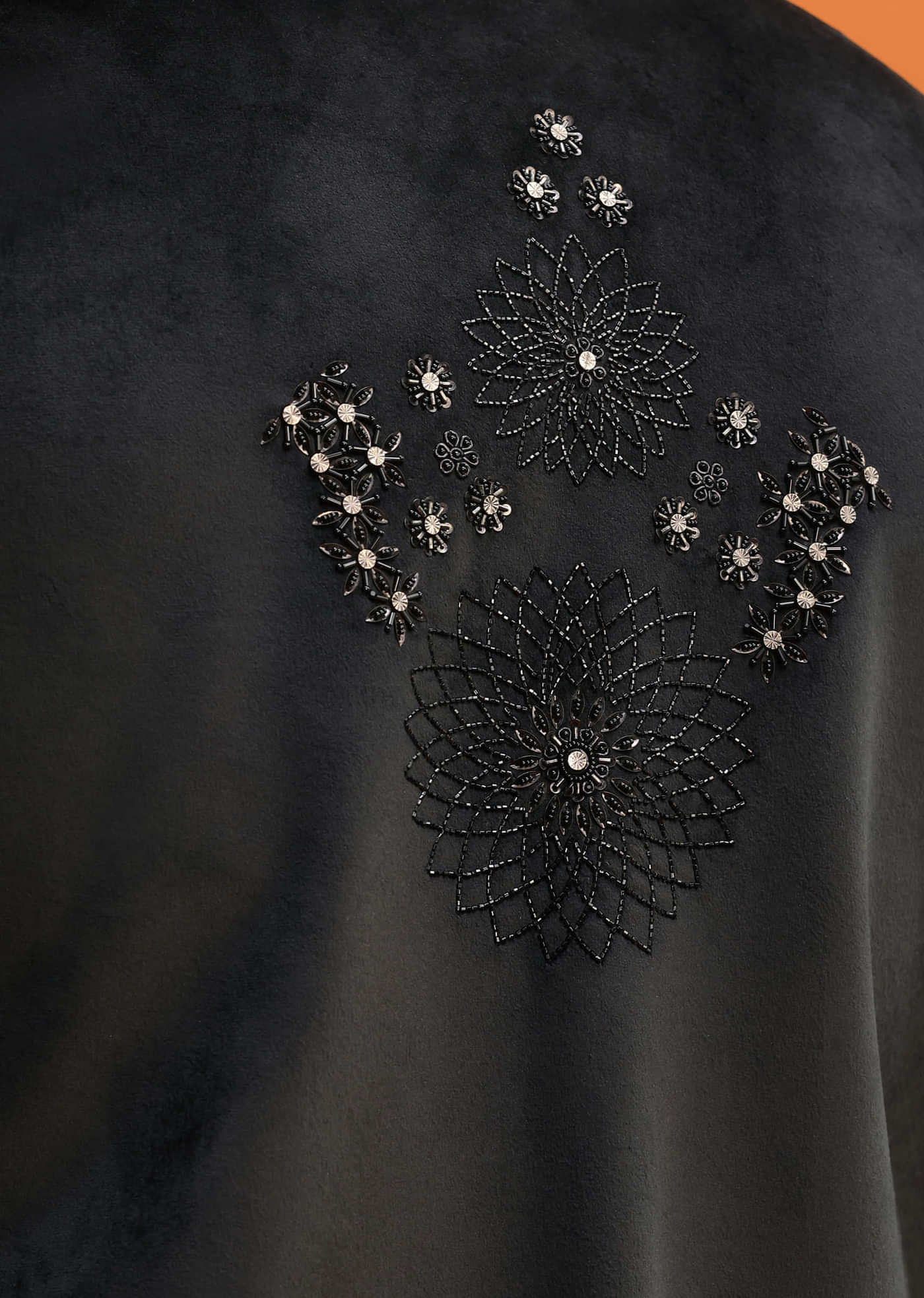 Black Hand Embroidered Velvet Indowestern Set For Men