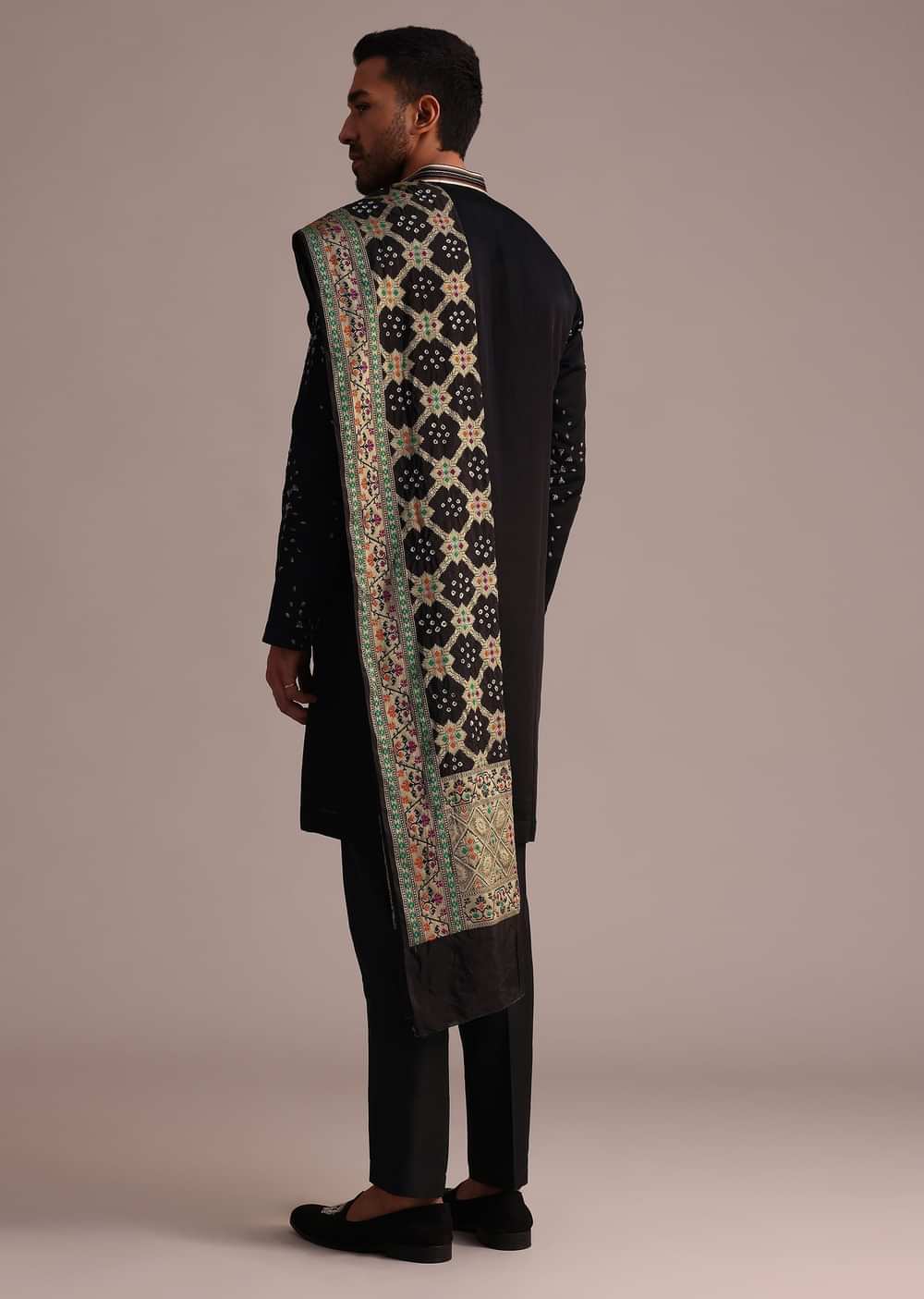 Black Hand Work Kurta Set With Dupatta