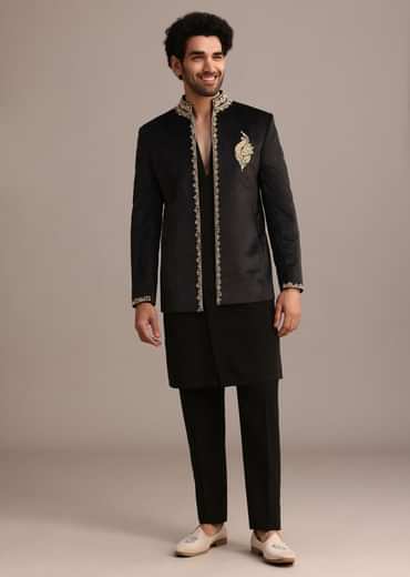 Black Handwork Jodhpuri Kurta Set with Dupatta