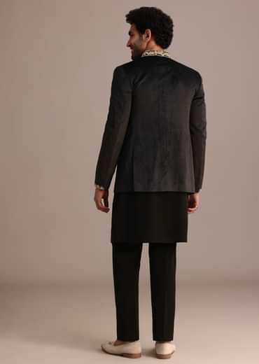 Black Handwork Jodhpuri Kurta Set with Dupatta