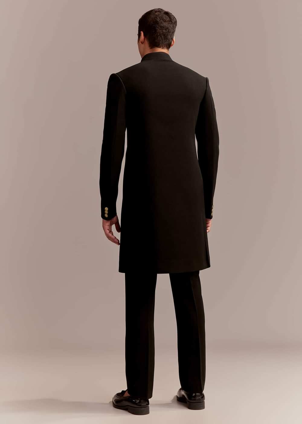 Black Indo Western Set For Men With Nawabi Brooch And Embroidery