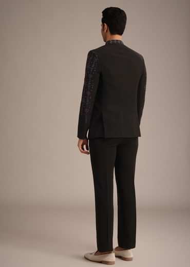 Black Indowestern Set With Cutdana Work