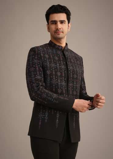 Black Indowestern Set With Cutdana Work