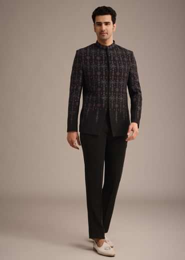 Black Indowestern Set With Cutdana Work