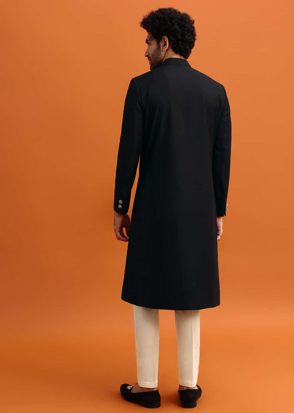 Black Indowestern Set With Style Cut For Men